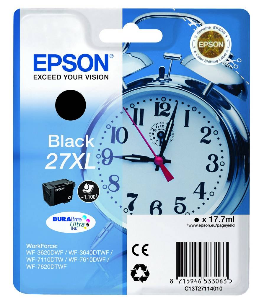 Epson Druckerpatrone T2711, 27XL Original Schwarz C13T27114010