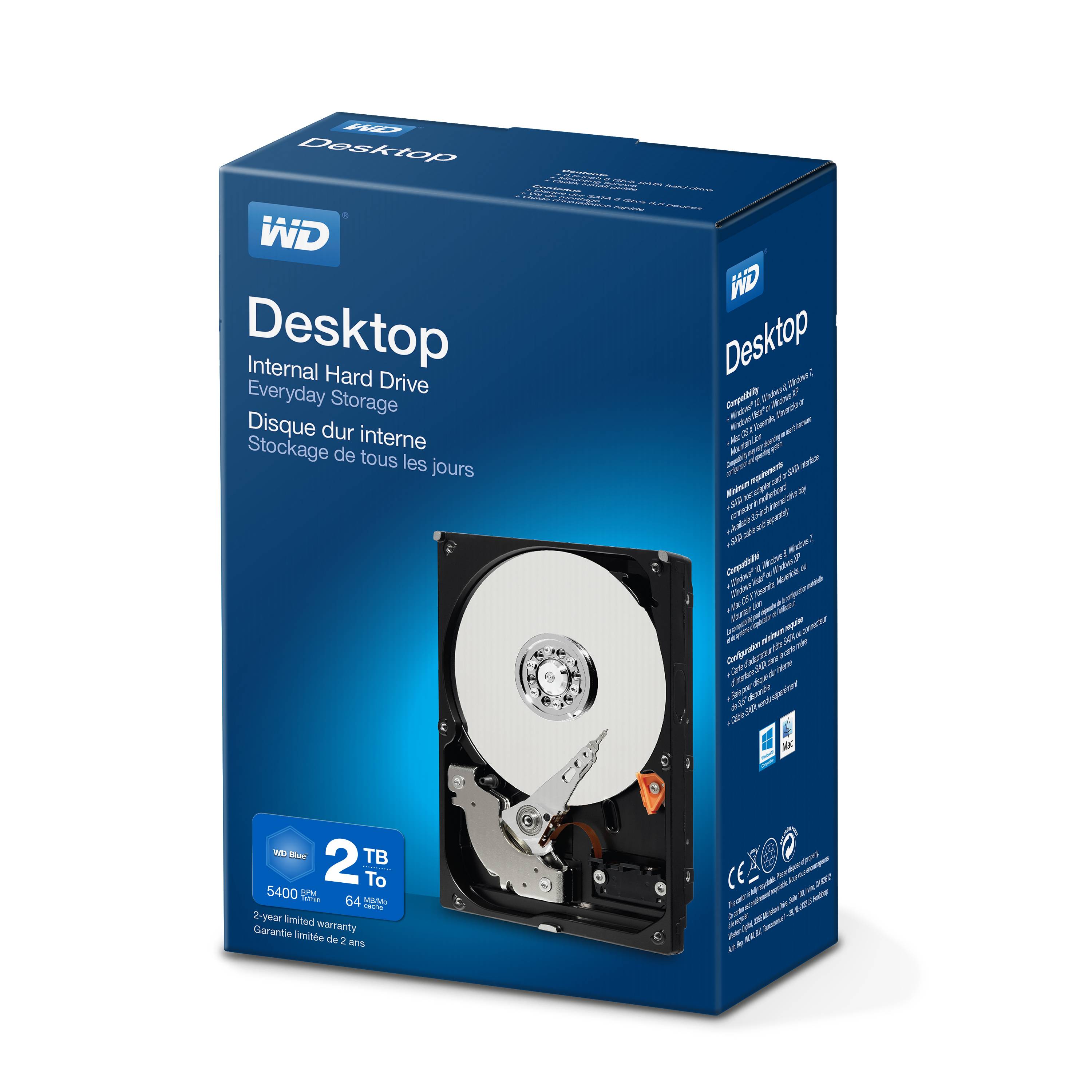 Western Digital Desktop Everyday 2 TB Interne Festplatte 8.9 cm (3.5 Zoll) SATA III WDBH2D0020HNC-ERSN Retail