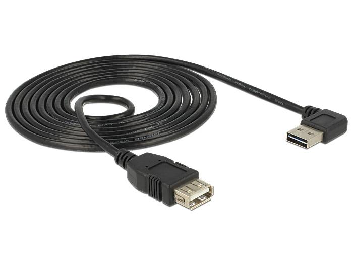 Delock USB-Kabel USB 2.0 USB-A Stecker, USB-A Buchse 1.00 m Schwarz beidseitig verwendbarer Stecker, vergoldete Steckkontakte, UL-zertifiziert 83551