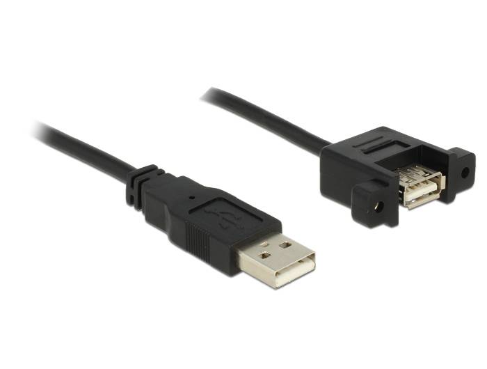 Delock USB-Kabel USB 2.0 USB-A Stecker, USB-A Buchse 1.00 m Schwarz 85106