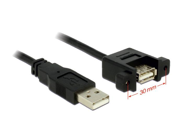 Delock USB-Kabel USB 2.0 USB-A Stecker, USB-A Buchse 1.00 m Schwarz 85106