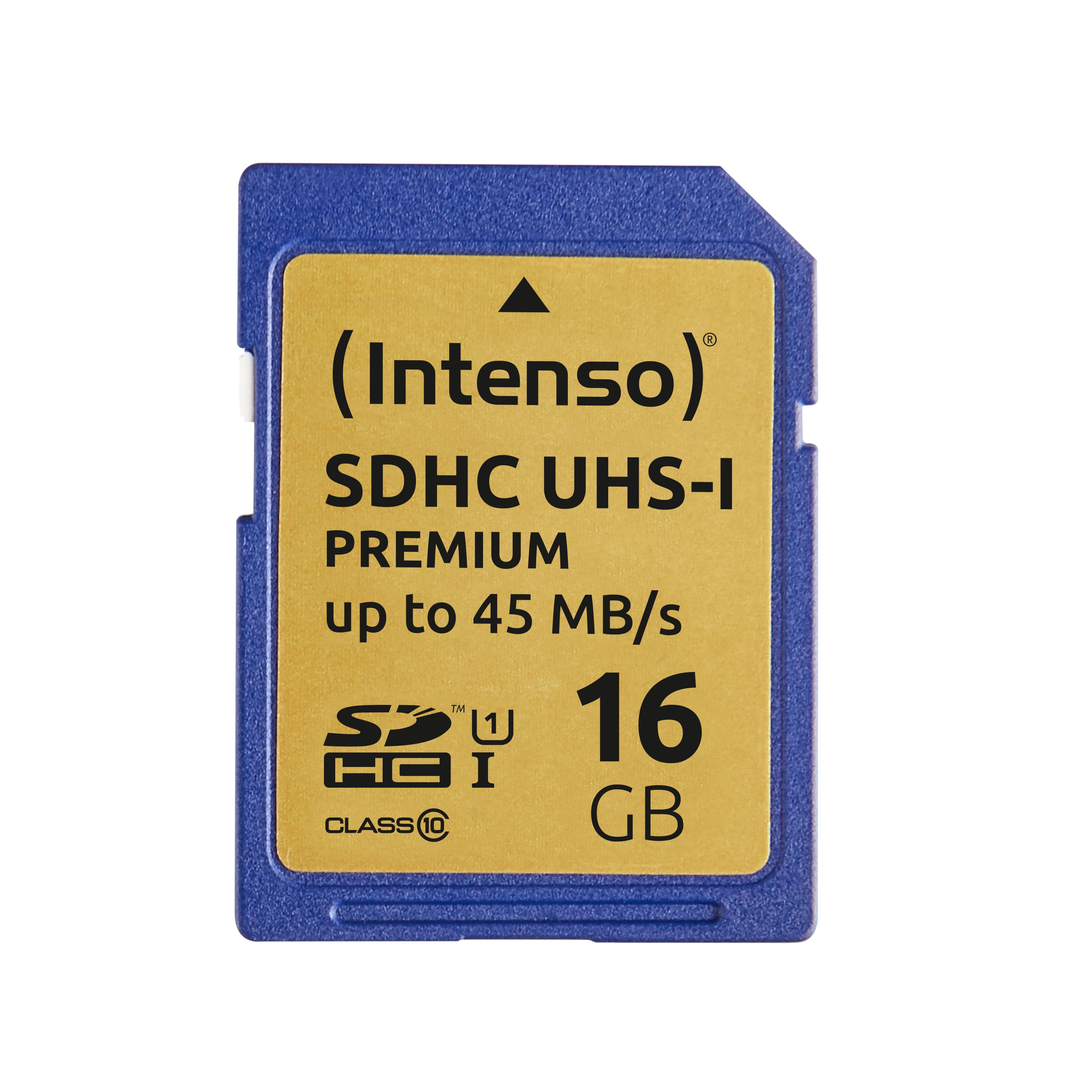 Intenso Premium SDHC-Karte 16 GB Class 10, UHS-I