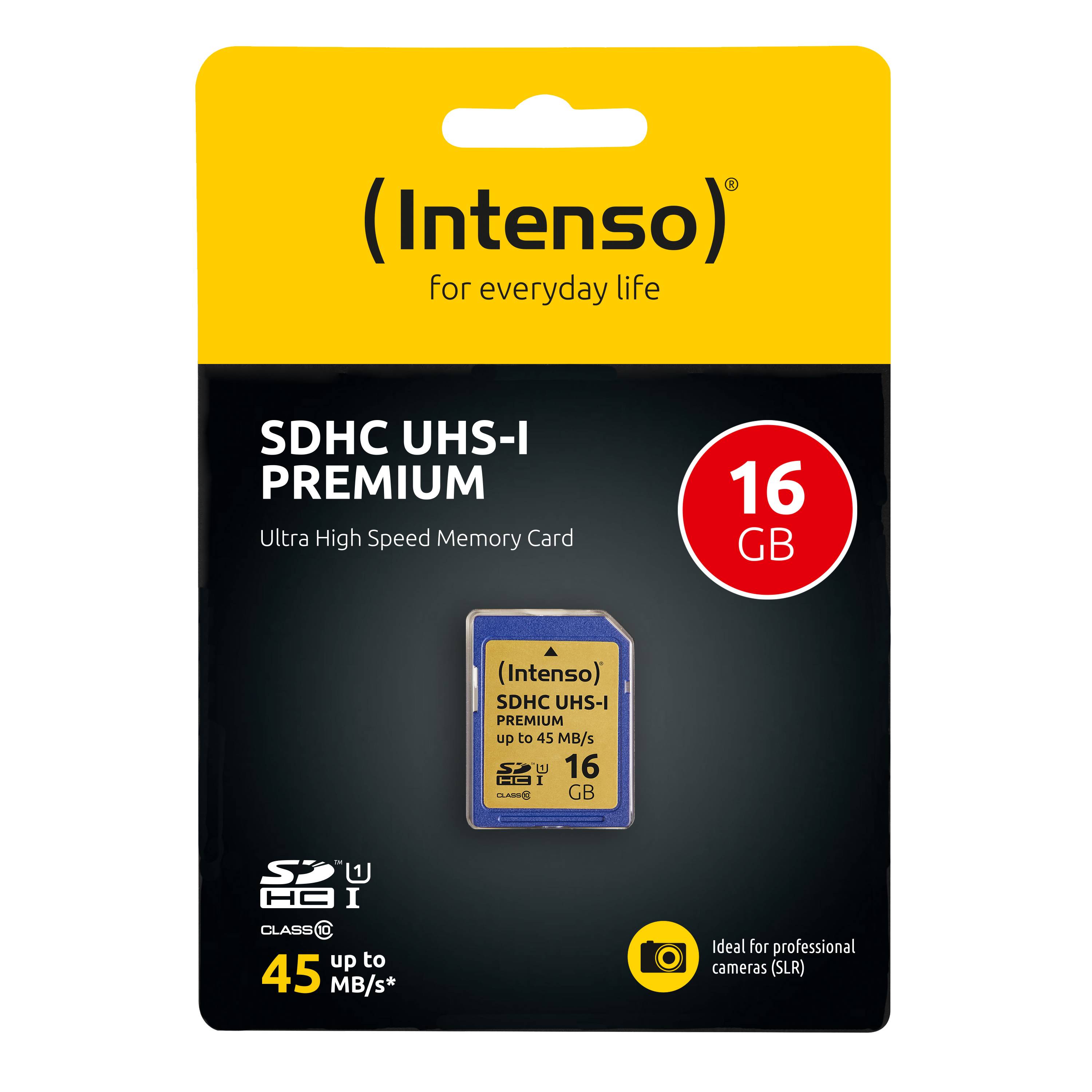 Intenso Premium SDHC-Karte 16 GB Class 10, UHS-I