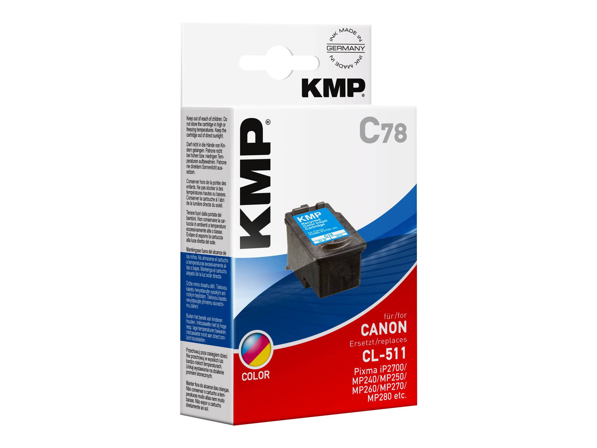 KMP Druckerpatrone ersetzt Canon CL-511 Kompatibel Cyan, Magenta, Gelb C78 1512,4030