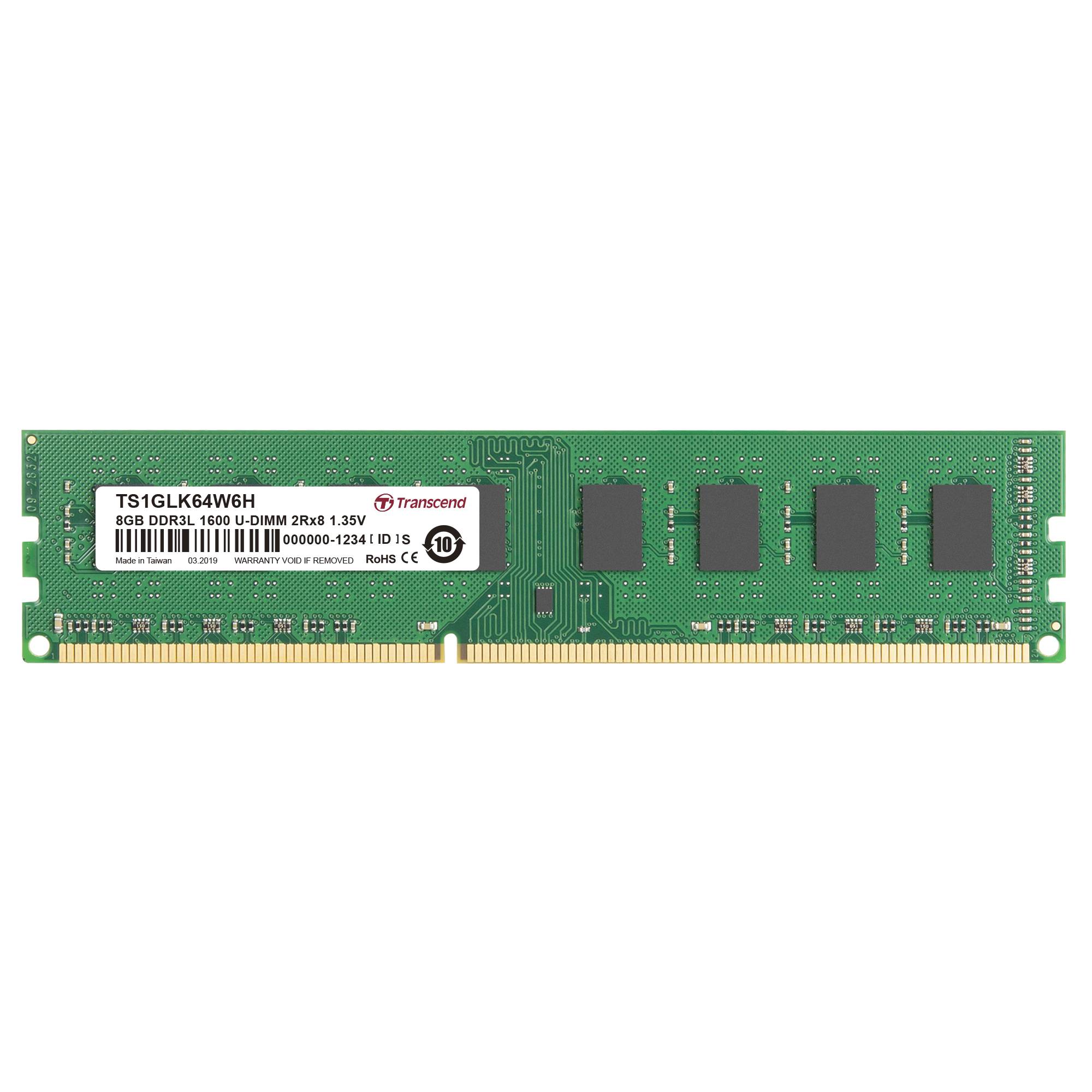Transcend PC-Arbeitsspeicher Modul Industrial DDR3L 8 GB 1 x 8 GB Non-ECC 1600 MHz 240pin DIMM CL11 TS1GLK64W6H
