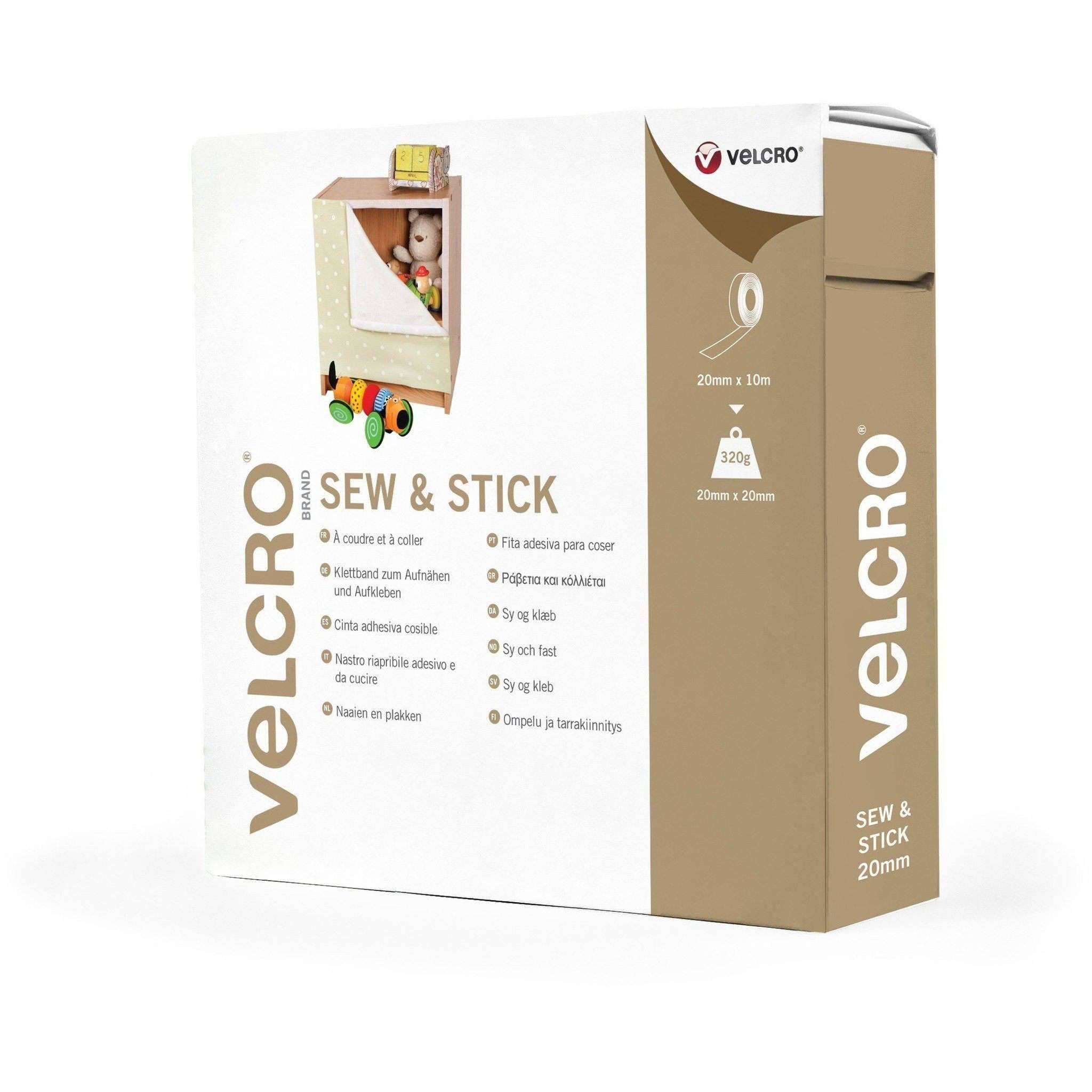 VELCRO® Klettband zum Aufnähen &amp; Aufkleben, Haken &amp; Flausch 20mm x 10m Schwarz