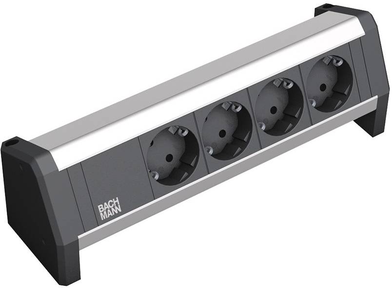 Bachmann 902.0049 Steckdosenleiste ohne Schalter Schwarz, Aluminium GST18i Anschlussbuchse
