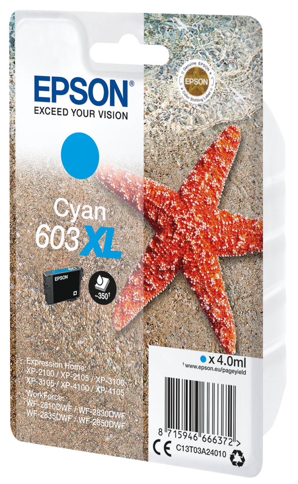 Epson Druckerpatrone T03A24, 603XL Original Cyan C13T03A24010