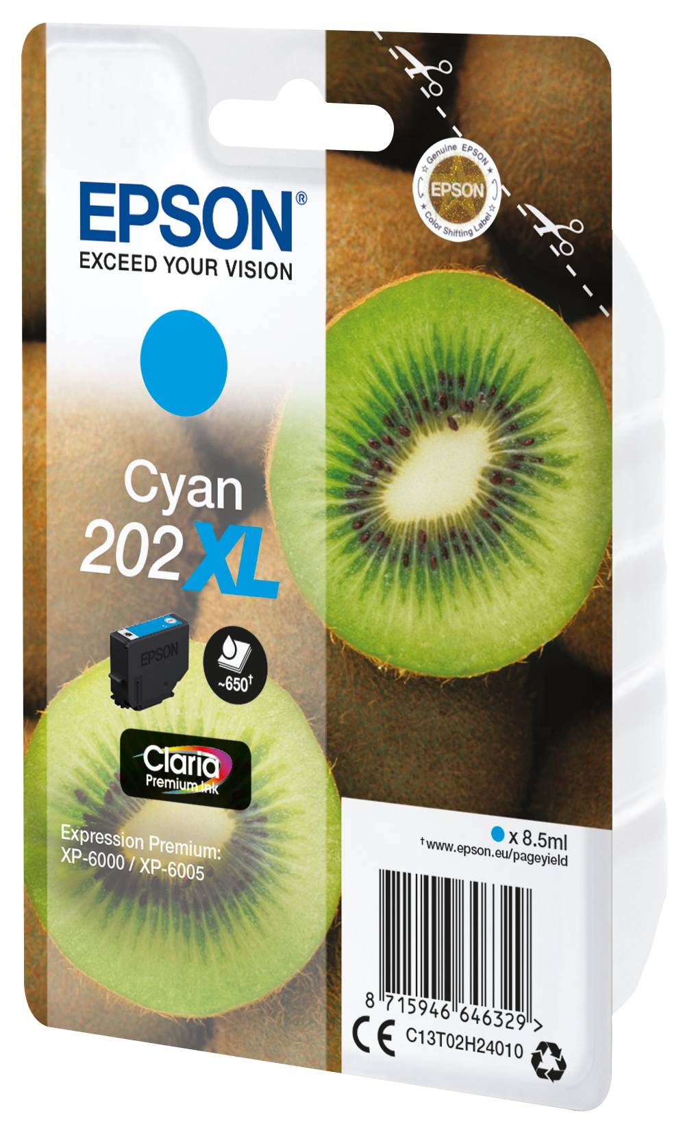 Epson Druckerpatrone T02H2, 202XL Original Cyan C13T02H24010