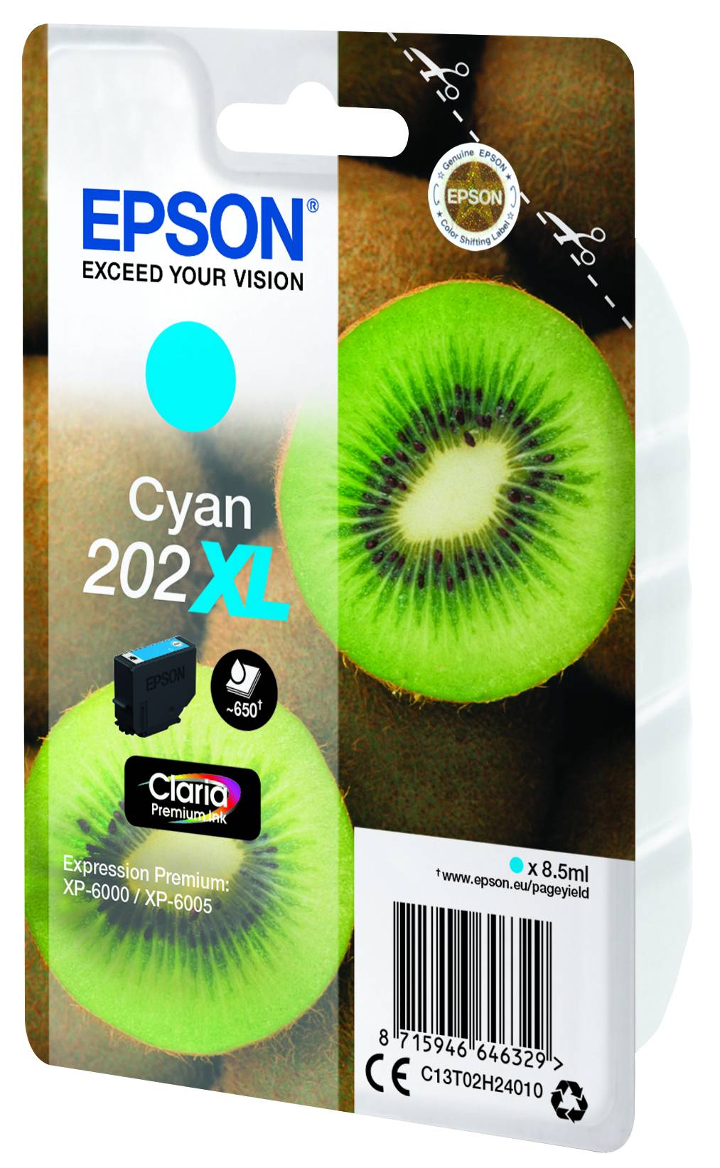 Epson Druckerpatrone T02H2, 202XL Original Cyan C13T02H24010