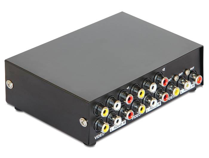 Delock 87637 4 Port Composite-Switch bidirektional verwendbar, Metallgehäuse