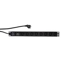 LogiLink PDU8A01 19 Zoll Netzwerkschrank-Steckdosenleiste 1 HE Kaltgeräte-Steckdose C13 10A Festeinbau, mit Schalter Schwarz