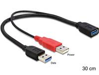 Delock USB-Kabel USB 3.2 Gen1 (USB 3.0 / USB 3.1 Gen1) USB-A Stecker, USB-A Buchse 0.30 m Schwarz vergoldete Steckkontakte, UL-zertifiziert 83176