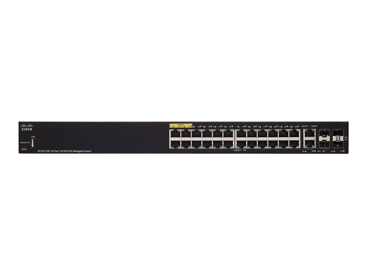 Cisco Small Business SF350-24P - Switch - L3 - managed - 24 x 10/100 (PoE+) + 2 x Combo Gigabit Ethernet/Gigabit SFP + 2