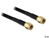 Delock WLAN-Antennen Anschlusskabel [1x RP-SMA-Stecker - 1x RP-SMA-Stecker] 2.00 m Schwarz