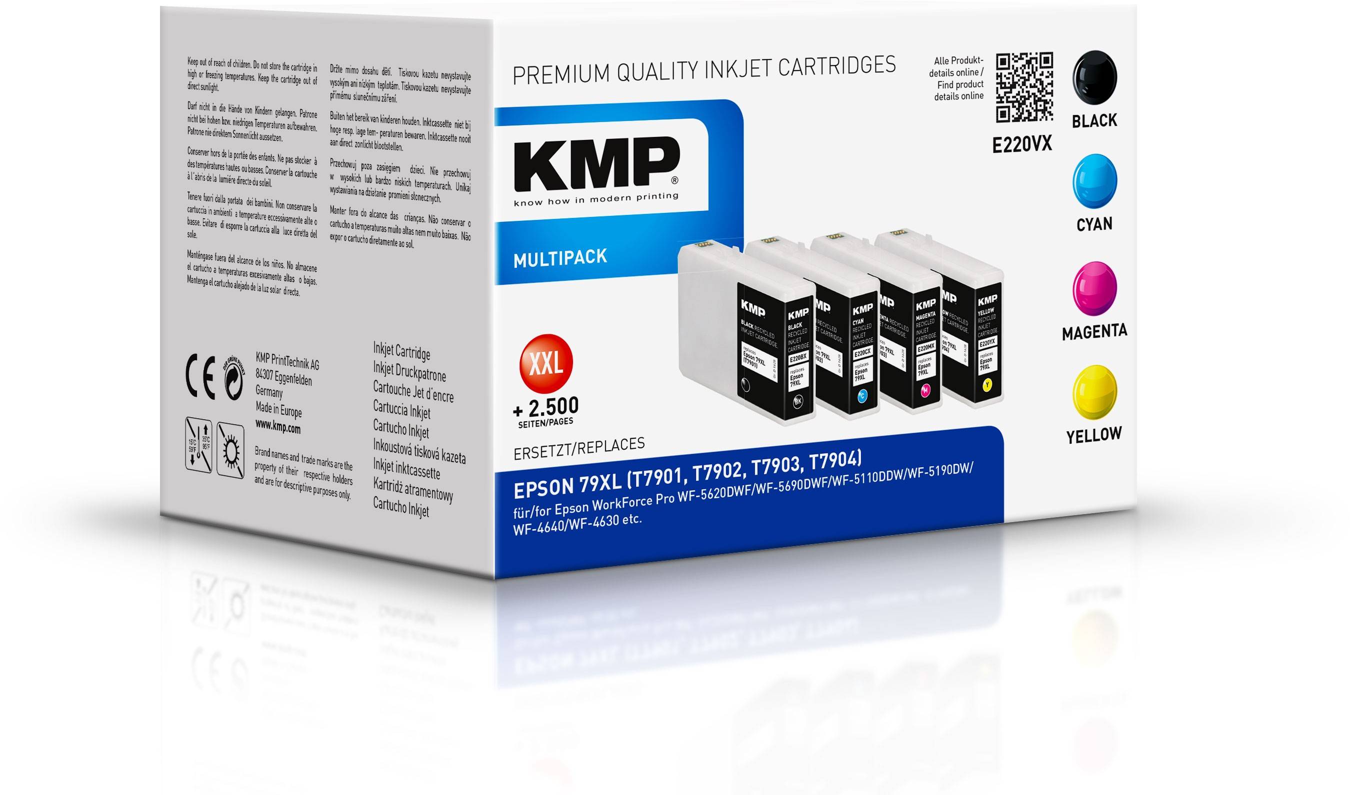 KMP Druckerpatrone ersetzt Epson 79XL, T7901, T7902, T7903, T7904 Kompatibel Kombi-Pack Schwarz, Cyan, Magenta, Gelb E220VX 1628,4005