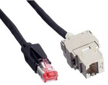 Bachmann 918.034 RJ45 Netzwerkkabel, Patchkabel CAT 6a S/FTP 5.00 m Schwarz Flammwidrig, mit Rastnasenschutz 1 St.