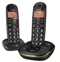 doro PhoneEasy 105wr Duo Schnurloses Seniorentelefon Optische Anrufsignalisierung, Anrufbeantworter Beleuchtetes Display Schwarz
