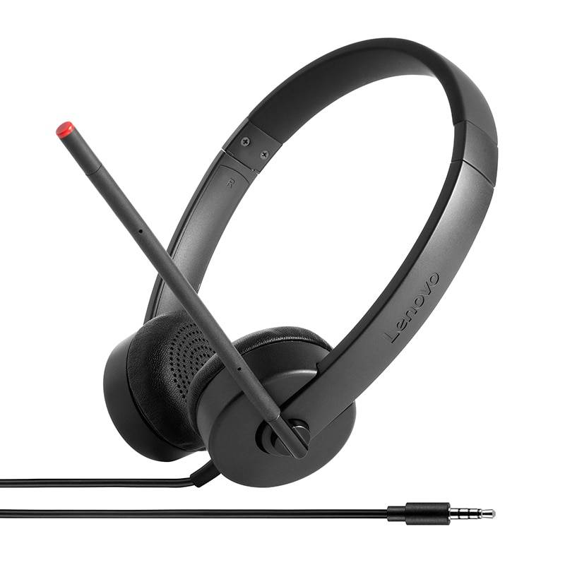 Lenovo Essential Stereo Analog Computer On Ear Headset kabelgebunden Stereo Schwarz