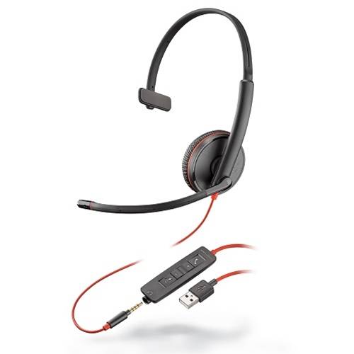 Plantronics Headset Blackwire C3215 monaural USB-A & 3,5 mm