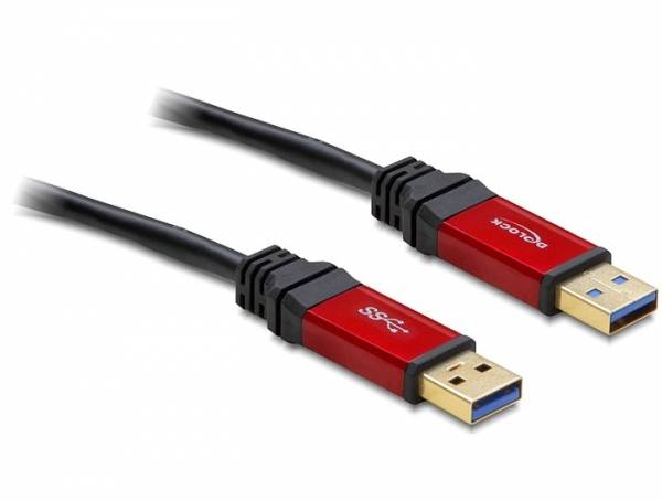 Delock USB-Kabel USB 3.2 Gen1 (USB 3.0 / USB 3.1 Gen1) USB-A Stecker, USB-A Stecker 5.00 m Rot, Schwarz vergoldete Steckkontakte, UL-zertifiziert