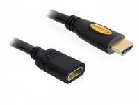 Delock HDMI Verlängerungskabel HDMI-A Stecker, HDMI-A Buchse 1.00 m Schwarz 83079 4K UHD, vergoldete Steckkontakte HDMI-Kabel