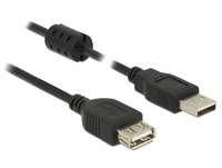 Delock USB-Kabel USB 2.0 USB-A Stecker, USB-A Buchse 0.50 m Schwarz mit Ferritkern 84882