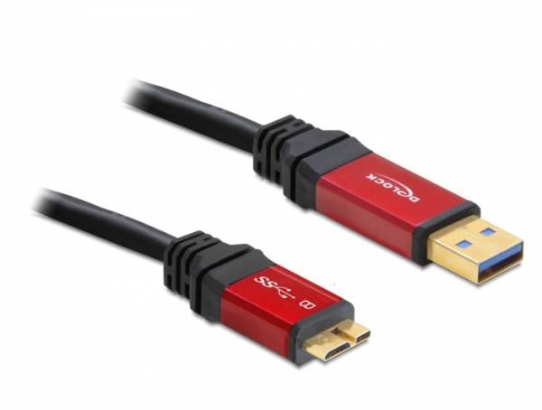 Delock USB-Kabel USB 3.2 Gen1 (USB 3.0 / USB 3.1 Gen1) USB-A Stecker, USB-Micro-B 3.0 Stecker 3.00 m Rot, Schwarz vergoldete Steckkontakte