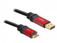 Delock USB-Kabel USB 3.2 Gen1 (USB 3.0 / USB 3.1 Gen1) USB-A Stecker, USB-Micro-B 3.0 Stecker 3.00 m Rot, Schwarz vergoldete Steckkontakte
