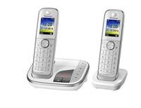 Panasonic KX-TGJ322GW Schnurloses Telefon analog Anrufbeantworter, Freisprechen, Headsetanschluss Weiß