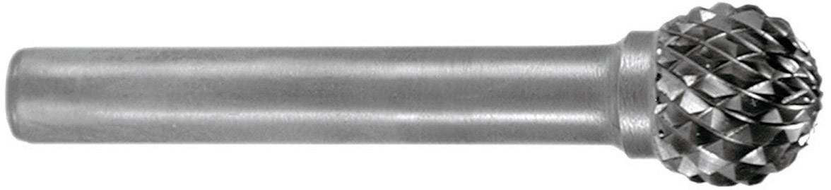 Ein rotierender Frässtift mit einer kugelförmigen Spitze aus Metall, verwendet in der metallverarbeitenden Industrie für Materialabtrag.