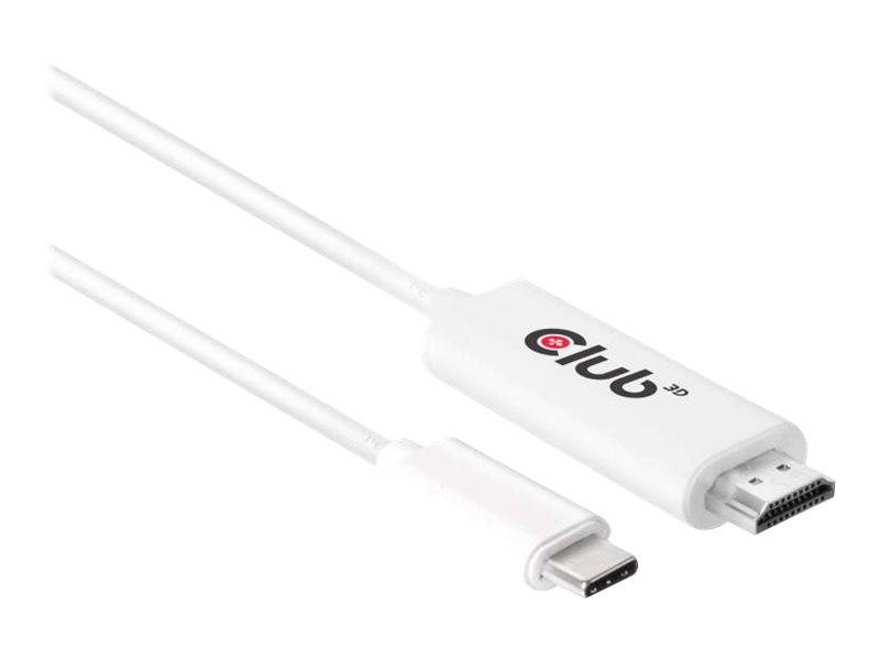 club3D USB-C® / HDMI Adapterkabel USB-C® Stecker, HDMI-A Stecker 1.80 m Weiß CAC-1514 USB-C®-Displaykabel