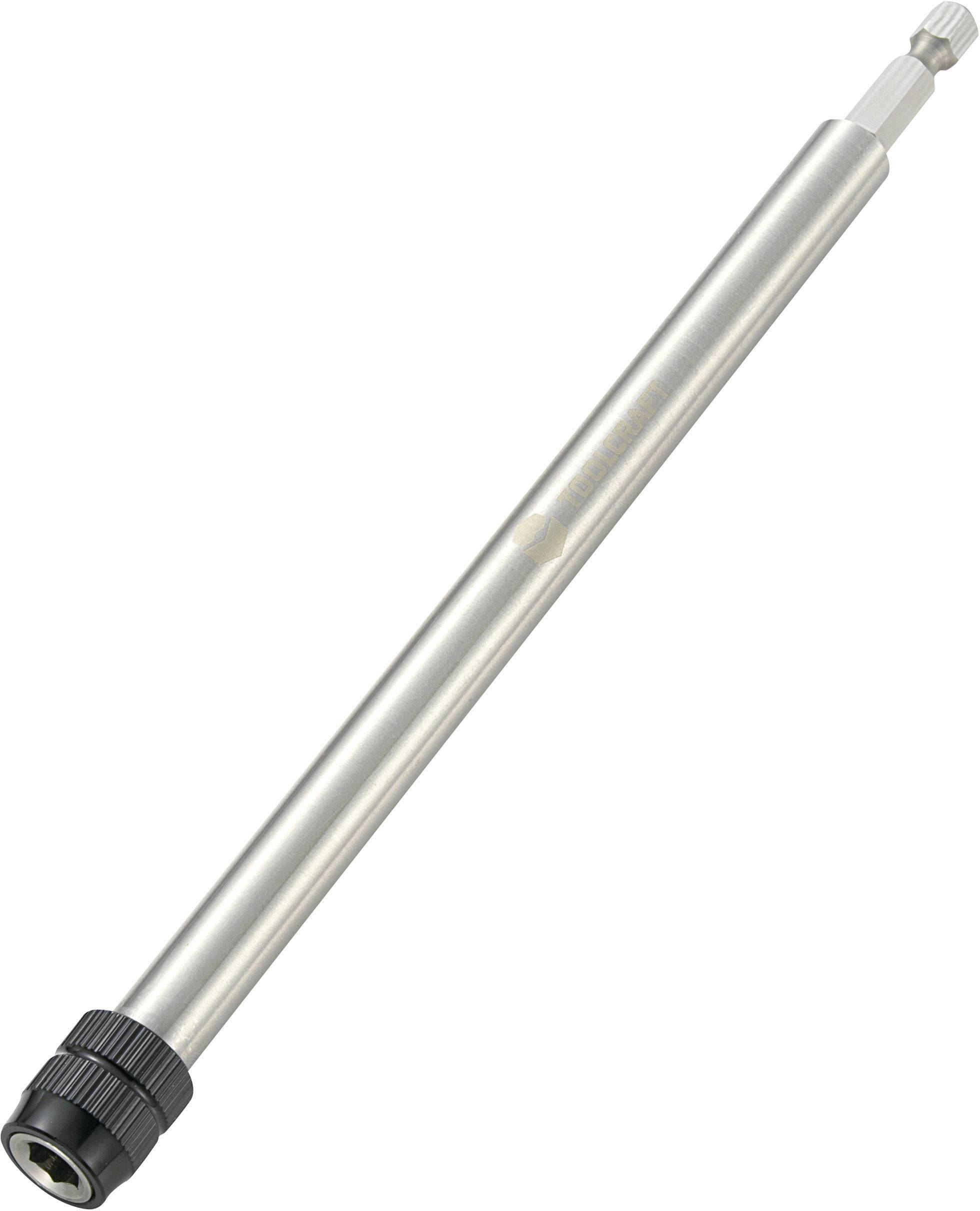 Ein metallischer, zylindrischer Stab mit einem sechseckigen Griff auf einer Seite und einem schwarzen Drehverschluss auf der anderen.