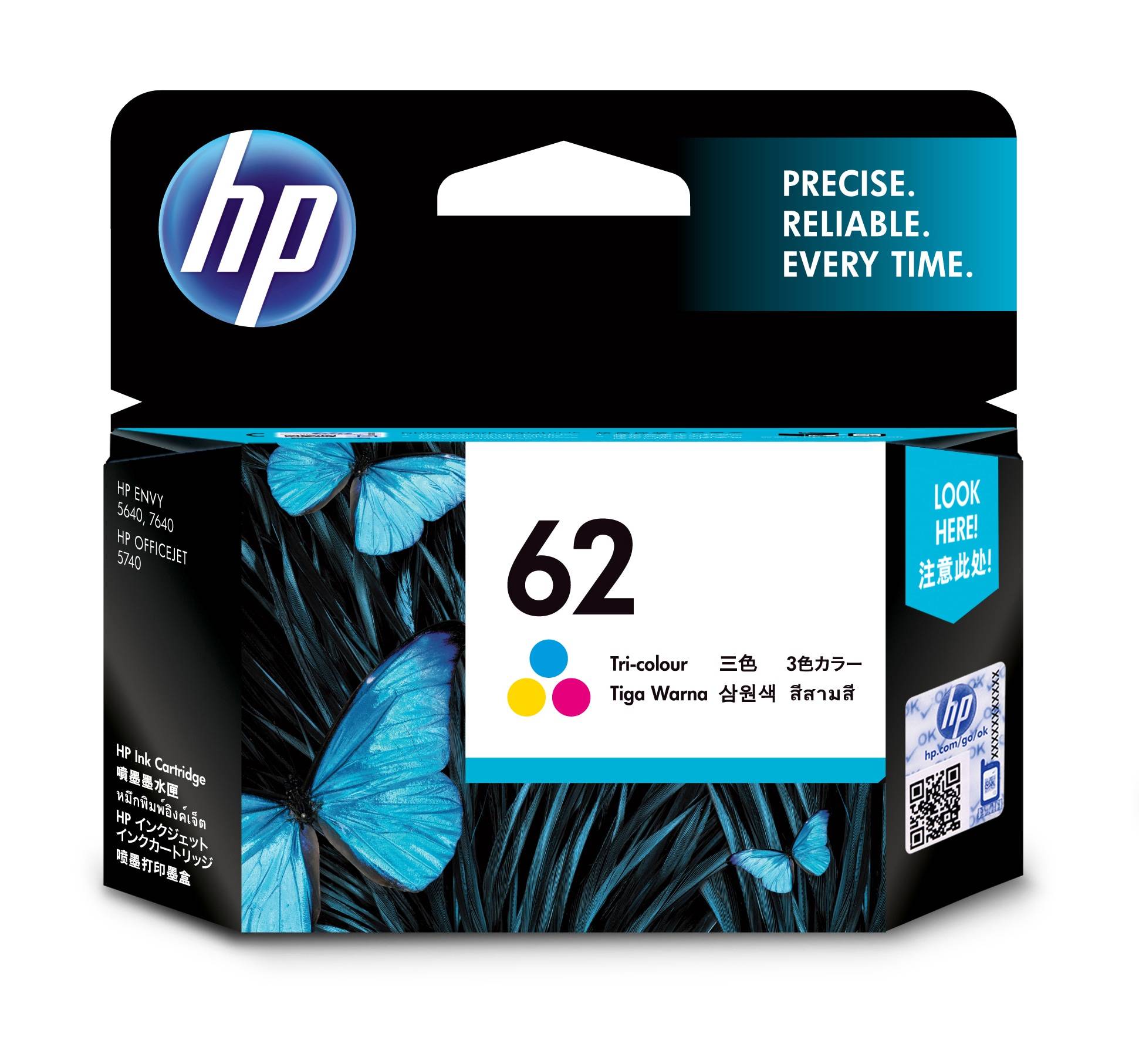 HP 62 Druckerpatrone Original Cyan, Magenta, Gelb C2P06AE Tinte