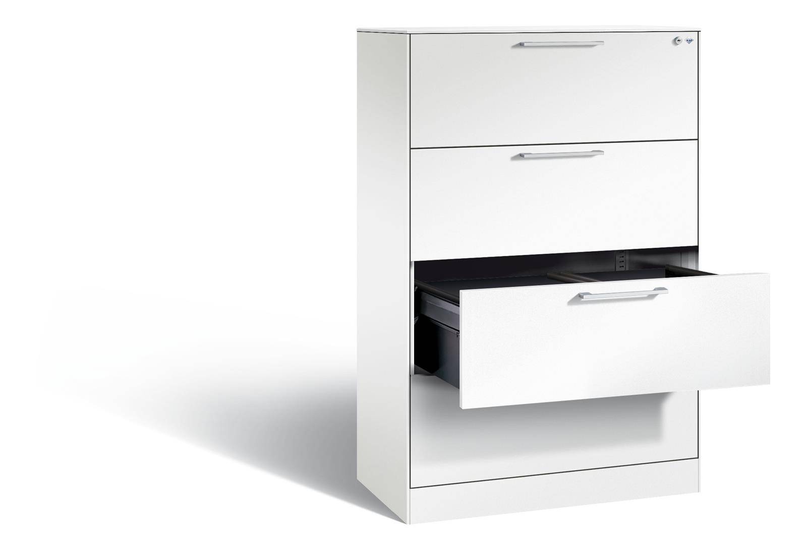 Hängeregistraturschrank ASISTO Breite 800 mm mit 4 Schüben verkehrsweiß/verkehrsweiß. C+P 539210 49