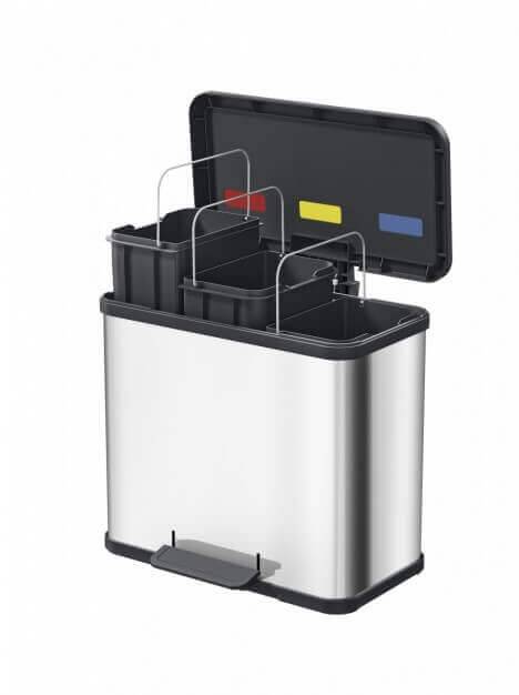 Hailo öko trio plus L 0633-260 Mülleimer 27 l Stahlblech (B x H x T) 470 x 430 x 340 mm Schwarz Fuß-Tretmechanik 1 St.