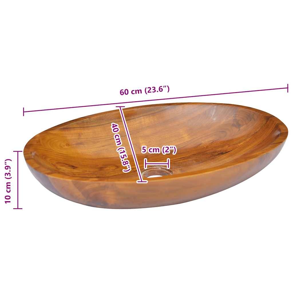 vidaXL Waschbecken Massivholz Teak 60x40x10 cm