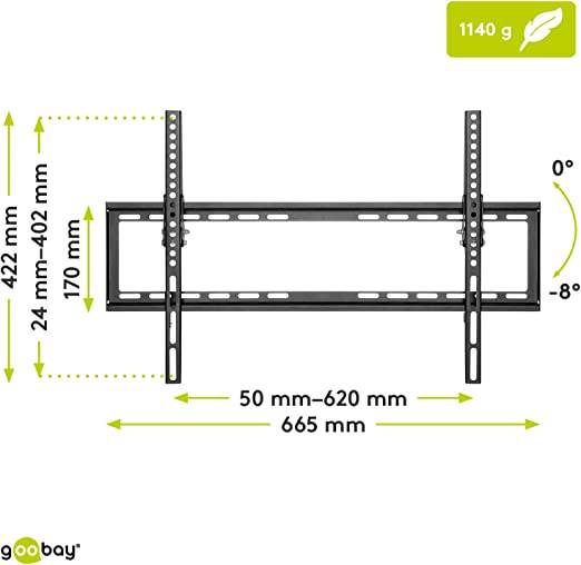 Goobay 49741 TV-Wandhalterung Basic TILT 94 cm (37") - 178 cm (70") neigbar, flache Fernsehhalterung VESA 600×400, 35 kg