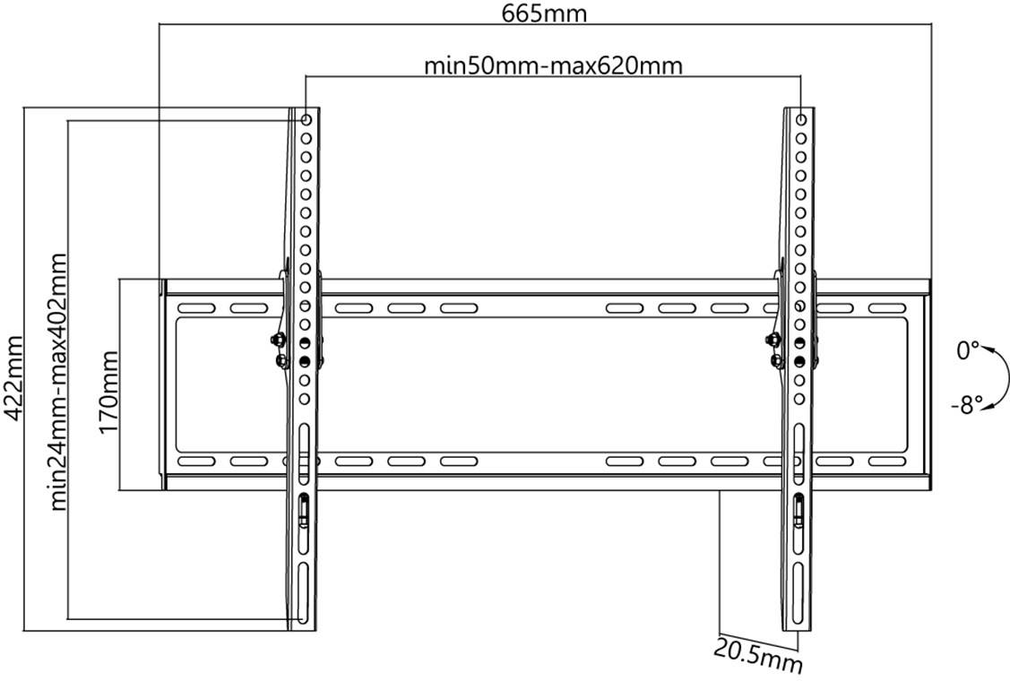 Goobay 49741 TV-Wandhalterung Basic TILT 94 cm (37") - 178 cm (70") neigbar, flache Fernsehhalterung VESA 600×400, 35 kg