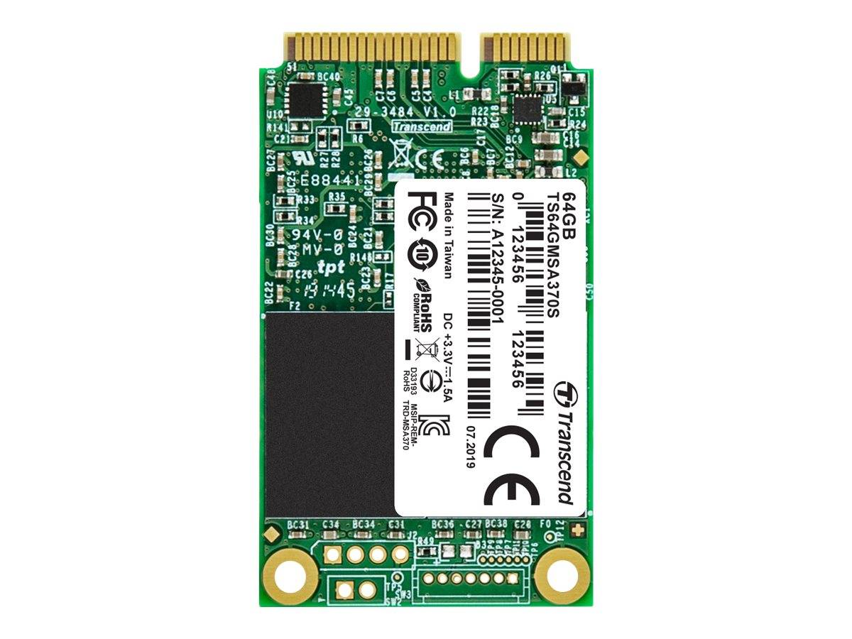 Transcend 64 GB Interne mSATA SSD SATA 6 Gb/s Retail TS64GMSA370S