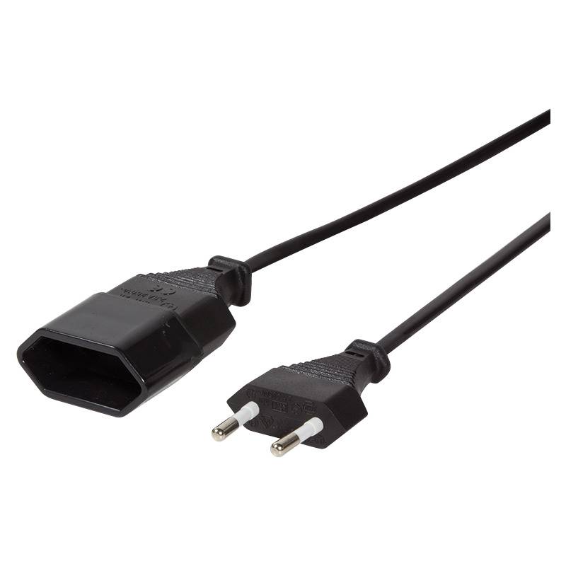 LogiLink Netzkabelverlängerung, Eurostecker auf -buchse, 2m, schwarz