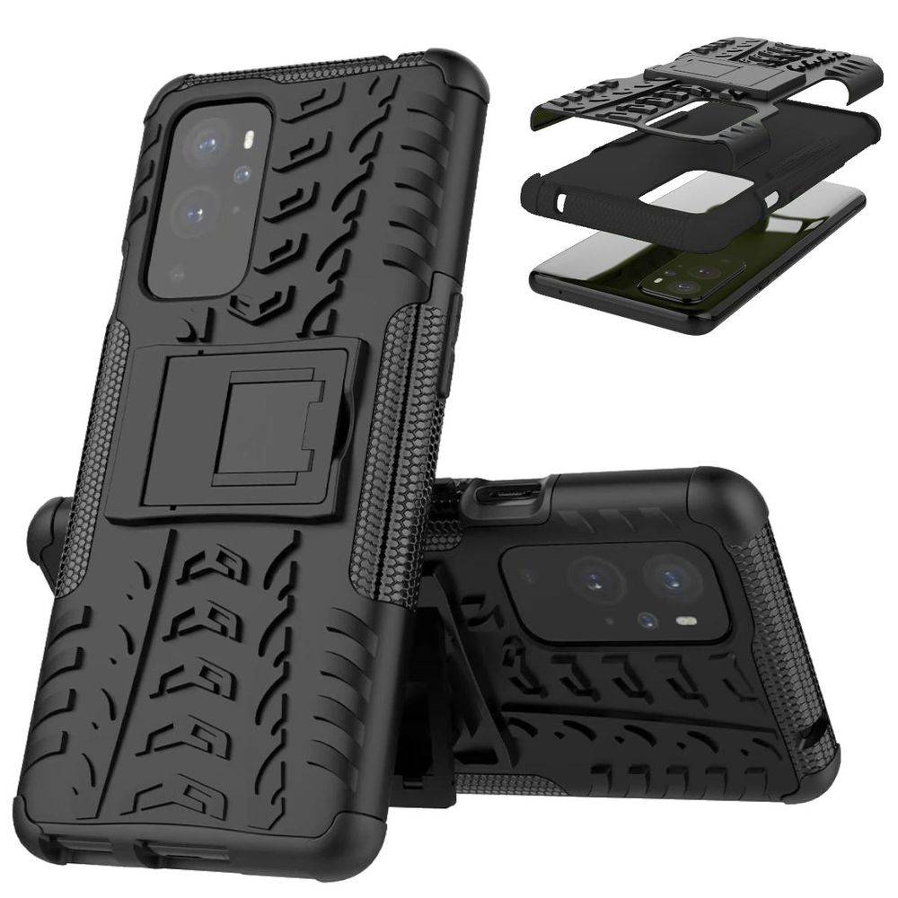 Für OnePlus 9R Hybrid Case 2teilig Outdoor Schwarz Tasche Hülle Cover Schutz