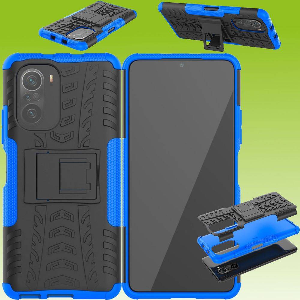 Für Xiaomi Redmi Note 10 / 10s Hybrid Case 2teilig Outdoor Blau Tasche Hülle Cover Schutz