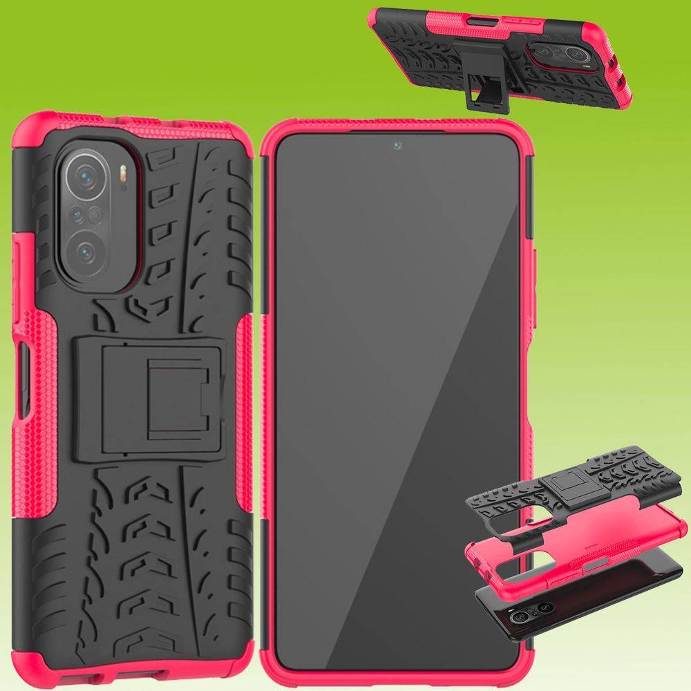 Für Xiaomi Redmi Note 10 / 10s Hybrid Case 2teilig Outdoor Pink Tasche Hülle Cover Schutz