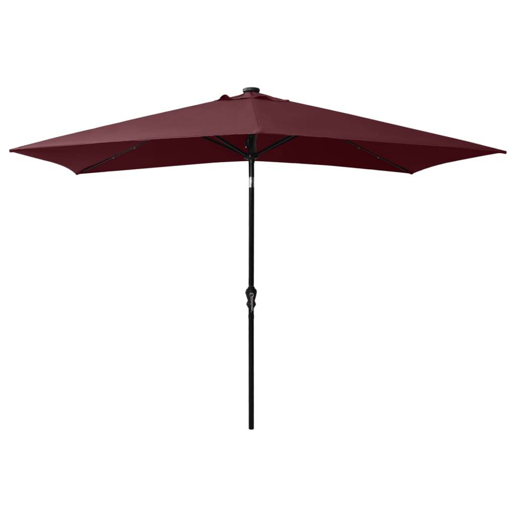 vidaXL Sonnenschirm mit LEDs und Stahl-Mast Bordeauxrot 2x3 m