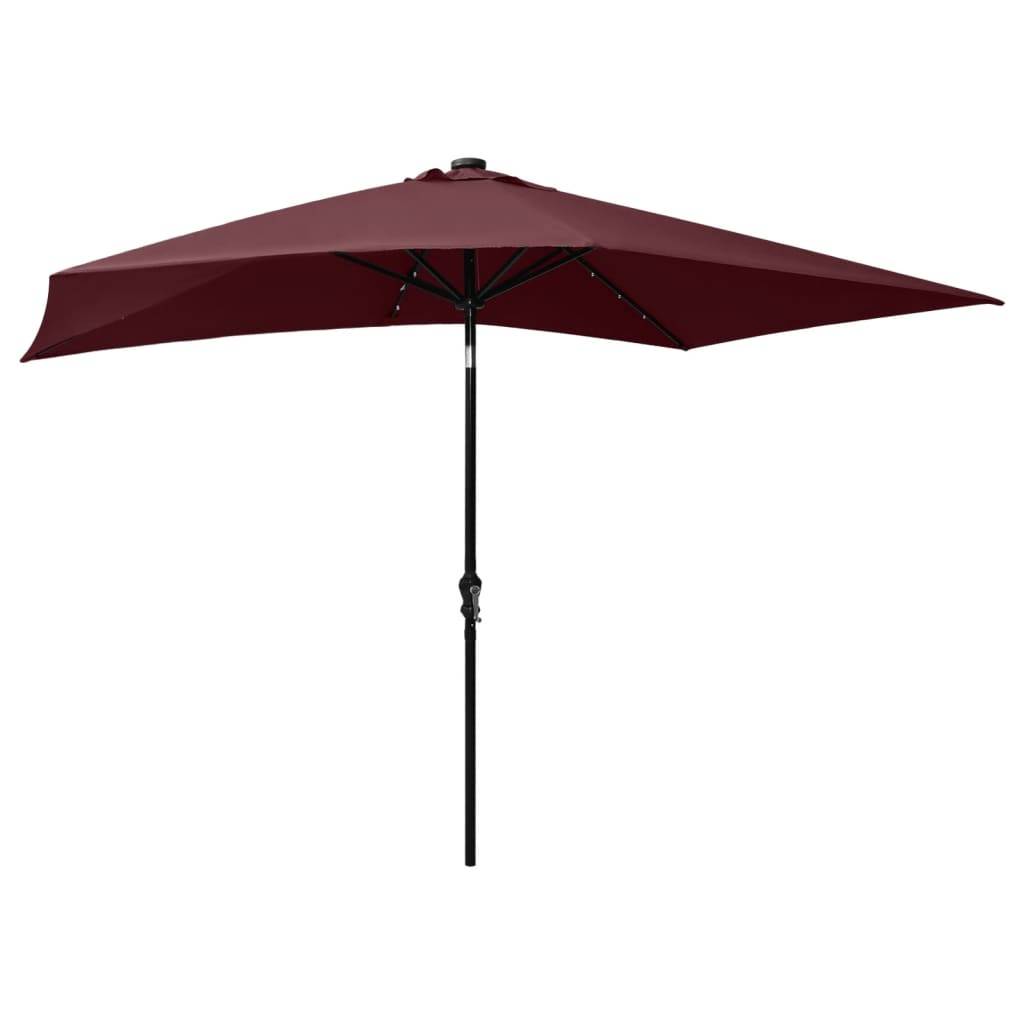 vidaXL Sonnenschirm mit LEDs und Stahl-Mast Bordeauxrot 2x3 m