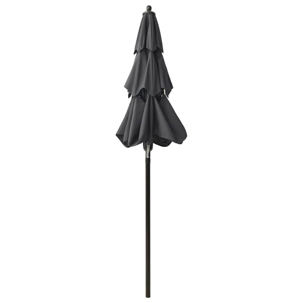 vidaXL Sonnenschirm mit Aluminium-Mast 3-lagig Anthrazit 2 m
