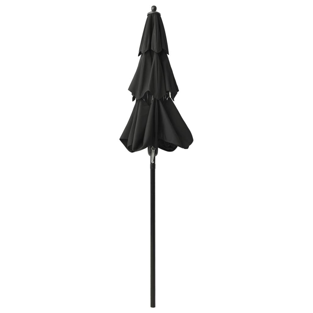 vidaXL Sonnenschirm mit Aluminium-Mast 3-lagig Schwarz 2 m