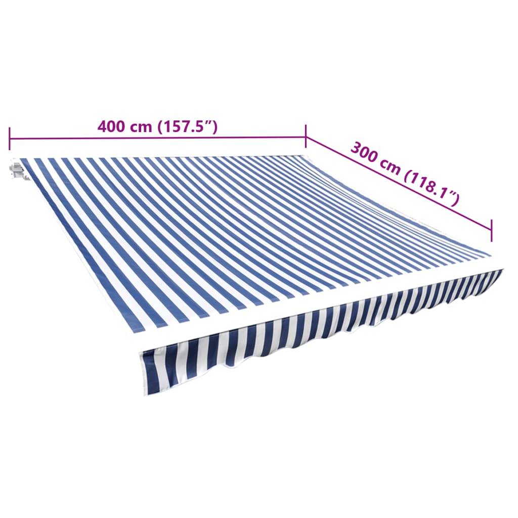 vidaXL Markisenbespannung Canvas Blau & Weiß 4x3 m (ohne Rahmen)