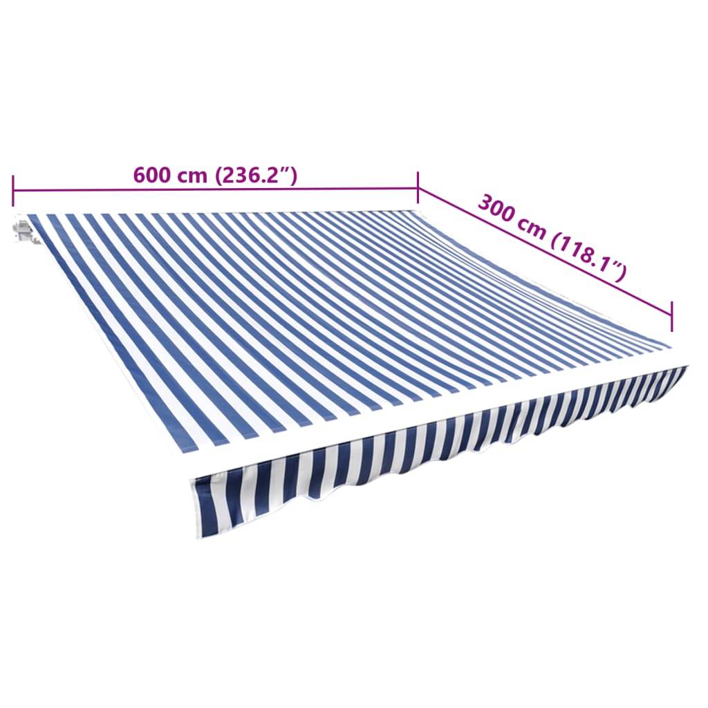 vidaXL Markisenbespannung Canvas Blau & Weiß 6x3 m (ohne Rahmen)